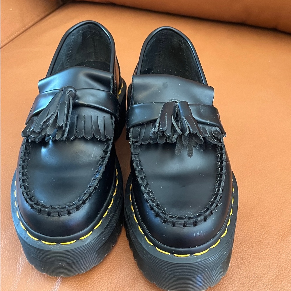 Dr. Martens Black Tassel Platform Loafers